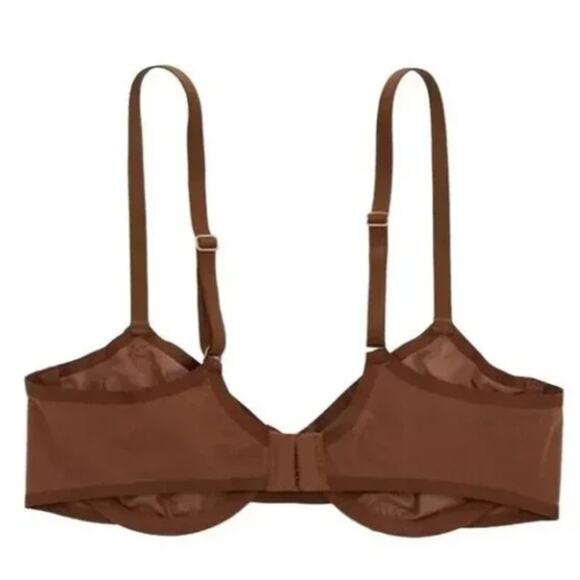 NEW Aerie Bra 34B Smoothez Unlined Mesh Balconette Bra Brown Underwire - Picture 2 of 7